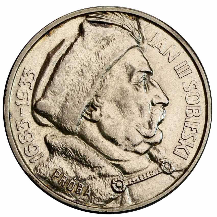II RP 10 złotych 1933, Jan III Sobieski, PRÓBA, srebro z kolekcji Włodzimierza Głuchowskiego